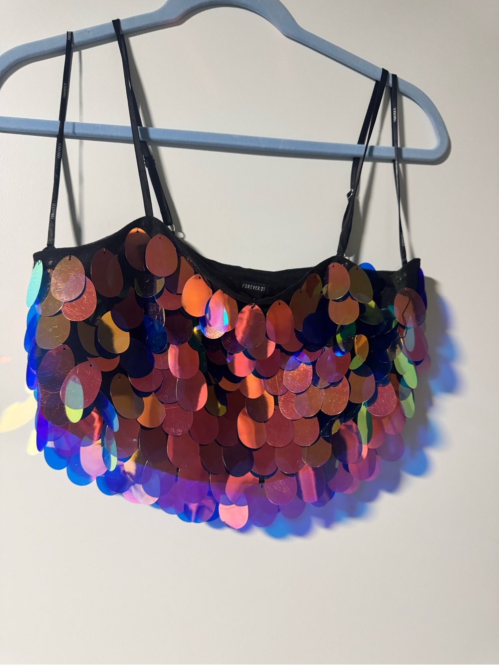 Forever 21 Multicolor Iridescent Sequin Wristlet Clutch